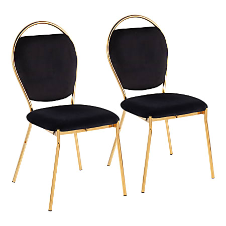 LumiSource Keyhole Contemporary Dining Chairs, Gold/Black, Set Of 2 Chairs