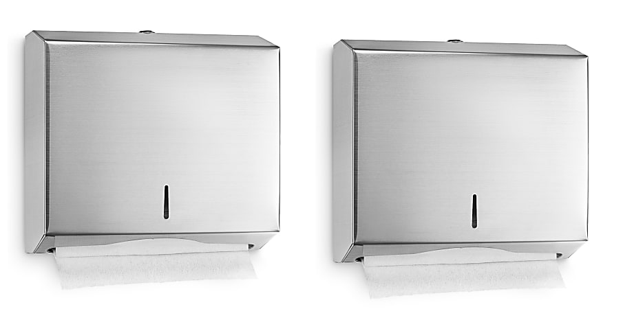 Alpine Industries Stainless Steel Multi-Fold/C-Fold Paper Towel Dispensers, Silver, Pack Of 2 Dispensers