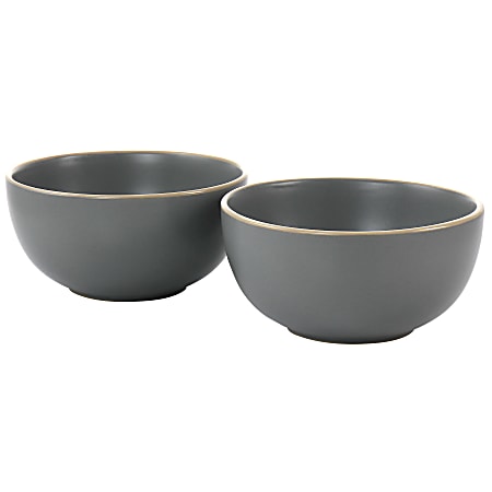 Gibson Home Rockaway 2-Piece Cereal Bowl Set, 3"H x 6"W, Gray