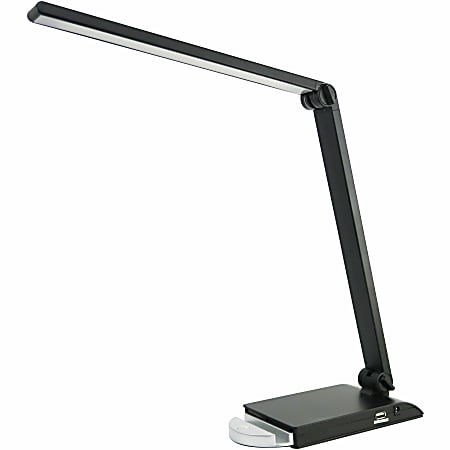 Lorell® LED USB Smart Device Station Task Light, Dimmable, Black