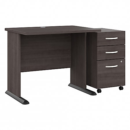 Bush® Business Furniture Studio A 36"W Small Computer Desk With 3-Drawer Mobile File Cabinet, Storm Gray, Standard Delivery