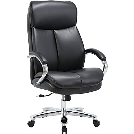 Lorell® Ergonomic High-Back Faux Leather Big & Tall Executive Chair, Black