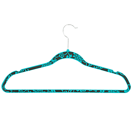 Honey-Can-Do Velvet Touch Suit Hangers, 9 1/2"H x 1/4"W x 17 3/4"D, Blue Hawaiian, Pack Of 20