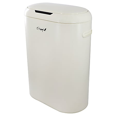 Elama 13-Gallon Plastic Automatic Sensor Hands-Free Round Top Trash Can, 25-1/4”H x 16-3/4”W x 12”D, Black