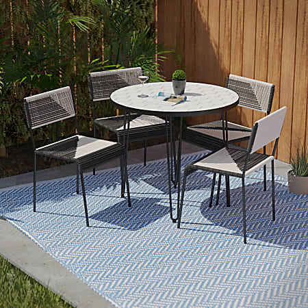 SEI Furniture Watkindale 5-Piece Outdoor Dining Set, Black/White