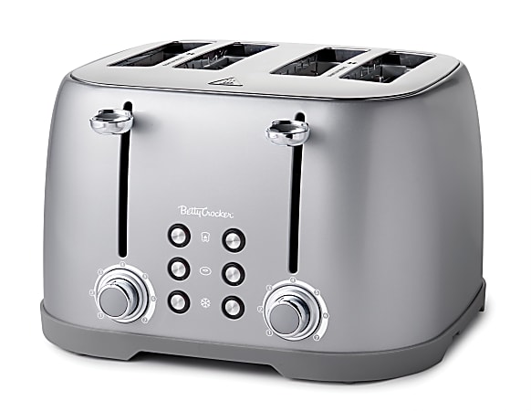 Betty Crocker 4-Slice Extra-Wide-Slot Multi-Function Toaster, Silver