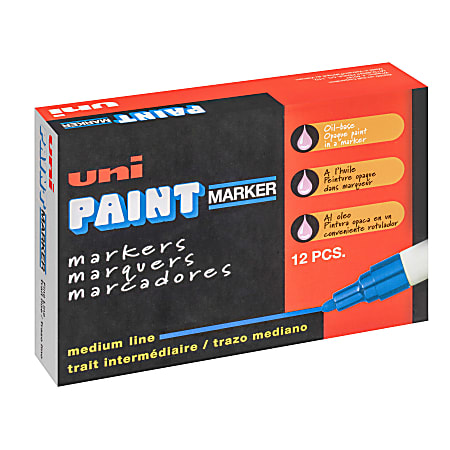 Uni-Paint® Markers, Medium Point, Blue, Pack Of 12