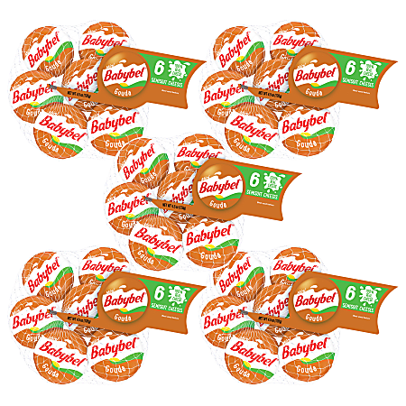 Babybel Mini Gouda Cheese Wheels, 1 Oz, 6 Wheels Per Pack, Case Of 5 Packs