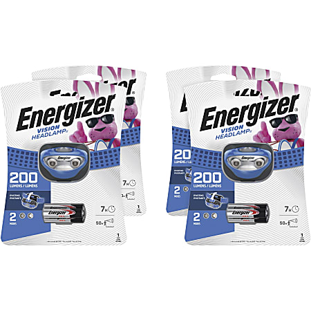 Energizer Vision LED Headlamp - LED - 80 lm Lumen - 3 x AAA - Battery - Blue - 4 / Carton