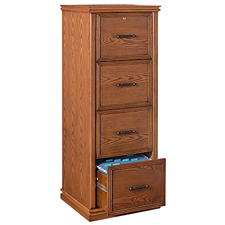 Realspace® Premium 18-9/10"D Vertical 4-Drawer File Cabinet, Oak