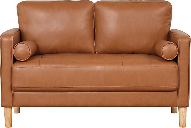 Lifestyle Solutions Lyla Faux Leather Loveseat, 33-1/2"H x 52-2/5"W x 31-1/8"D, Caramel