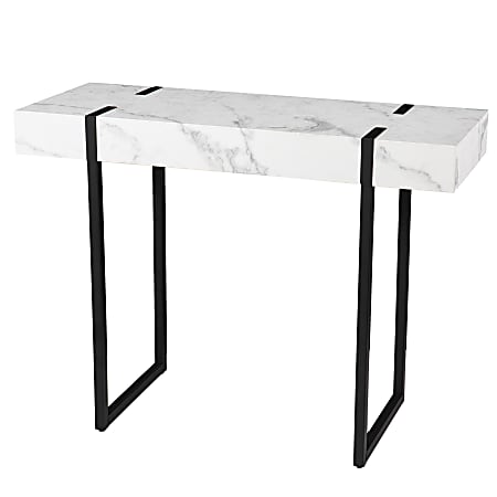 SEI Furniture Rangley Modern Faux Marble Console Table, 29-3/4"H x 39-1/4"W x 15-1/2"D, Black/White