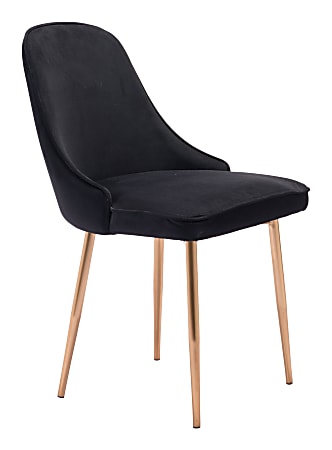 Zuo® Modern Merritt Dining Chair, Black Velvet/Rose Gold