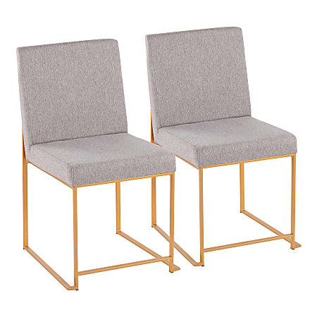 LumiSource High-Back Fuji Dining Chairs, Light Gray/Gold, Set Of 2 Chairs