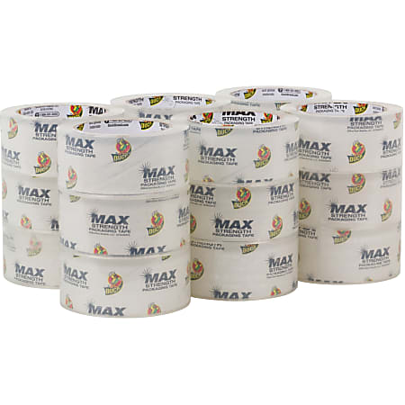 Duck Brand® Duck Max Strength® Packaging Tape, 1.88" x 163.8', Clear, Pack Of 18 Rolls