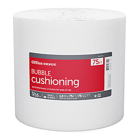 Office Depot® Brand Small Bubble Cushioning, 3/16" Thick, Clear, 12" x 75'