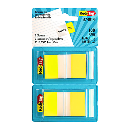 Redi-Tag Pop-Up Page Flags, 1" x 1 11/16", Yellow, Pack Of 100 Flags