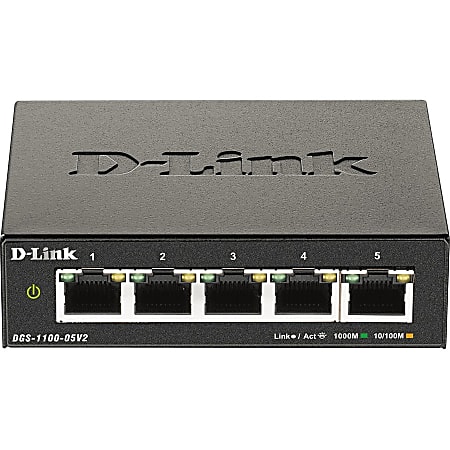D-Link DGS-1100-05V2 Ethernet Switch - 5 Ports - Manageable - Gigabit Ethernet - 1000Base-T - 2 Layer Supported - DGS110005V2