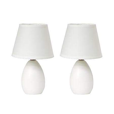 Simple Designs LT2009-OFF-2PK Mini Egg Oval Ceramic Table Lamp 2 Pack Set