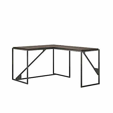 Bush Furniture Refinery 50"W L-Shaped Industrial Desk, Dark Gray Hickory, Standard Delivery