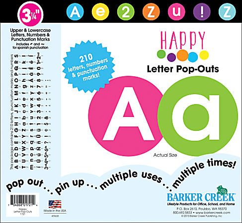 Barker Creek Specialty Letter Pop-Outs, 3 1/4", Happy,