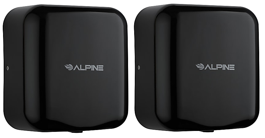 Alpine Industries Hemlock Commercial Automatic High-Speed Electric Hand Dryers, Black, Pack Of 2 Dryers