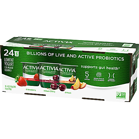 Activia Probiotic Low-Fat Yogurt Variety Pack, 4 Oz,