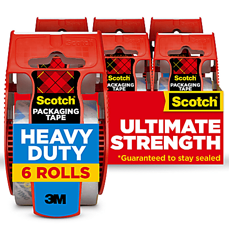 Scotch® Heavy Duty Shipping Packing Tape, 6 Tape Rolls with Dispensers, 1 7/8 in x 22.2 yd, 1.5" Core, Designed  - 1426