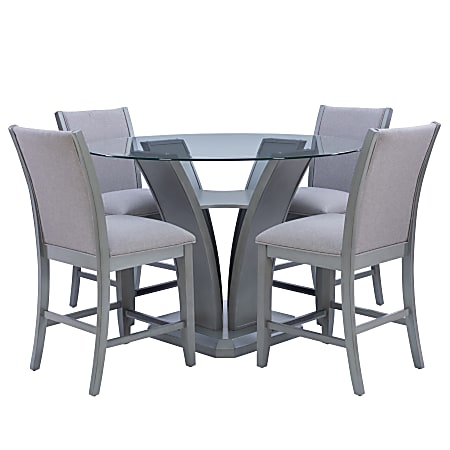 Powell Robey 5 Piece Wood Dining Set Gray Office Depot