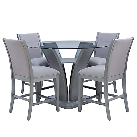 Powell Robey 5-Piece Wood Dining Set, Gray