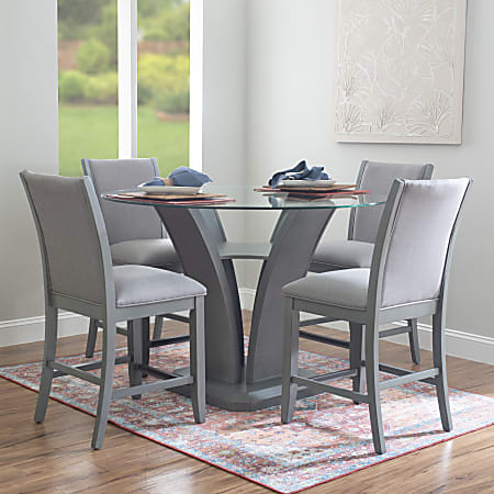 Powell Robey 5 Piece Wood Dining Set Gray