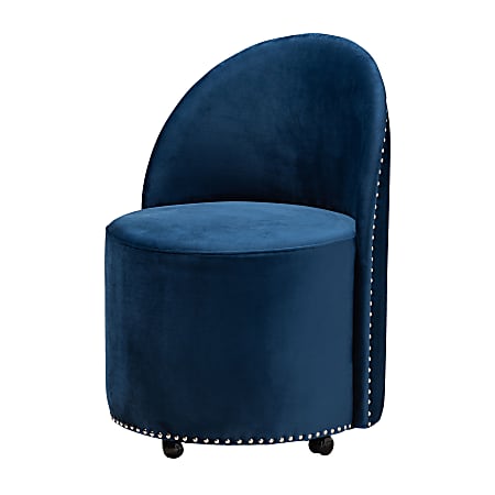 Baxton Studio Bethel Rolling Accent Chair, Navy Blue