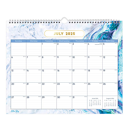 2025-2026 Blue Sky Monthly Wall Calendar, 12" x 15", Gemma, July 2025 To June 2026, 147010