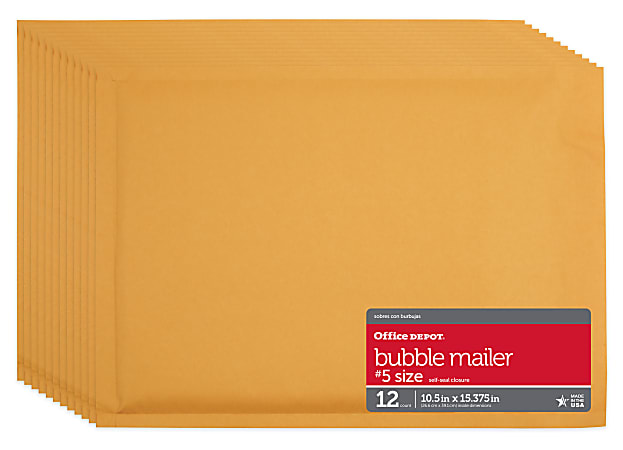 Office Depot Brand Self Sealing Bubble Mailers Size 5 10 12 x 15 Pack ...