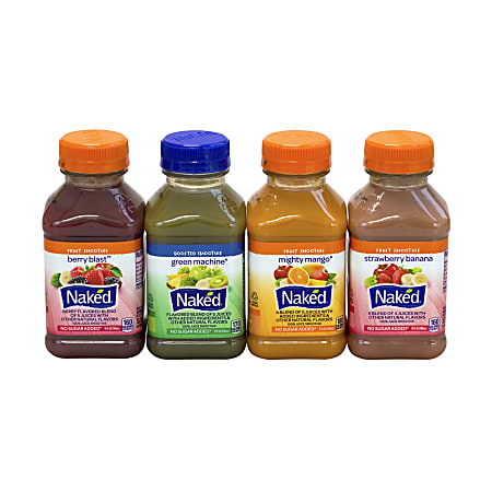 NAKED Juice Fruit Smoothies 10 Oz Assorted Flavors Pack Of 12 Bottles Office Depot