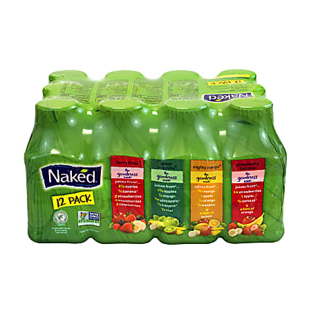 NAKED Juice Fruit Smoothies 10 Oz Assorted Flavors Pack Of 12 Bottles Office Depot