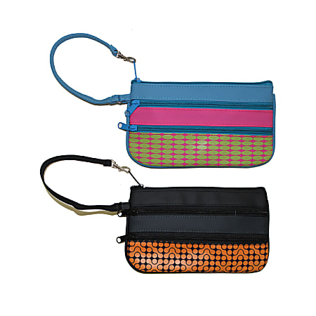 Inkology Wristlet Pencil Pouches, Assorted Colors, Pack Of 6 Pouches