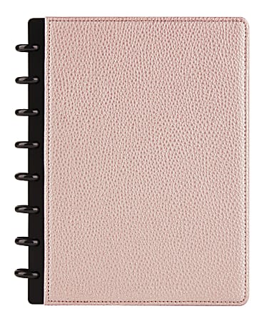 TUL® Discbound Notebook With Pebbled Leather Cover, Junior Size, Narrow Ruled, 60 Sheets, Rose Gold