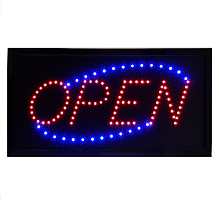 Alpine LED Rectangular Signs 10 x 19 x 1 Open Pack Of 2 Signs - Office ...