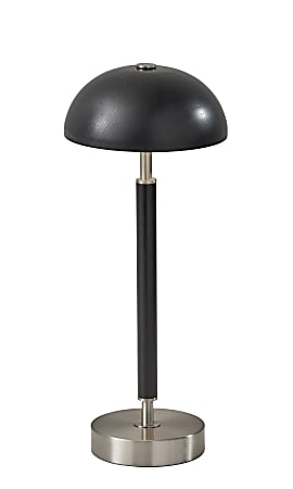 Adesso Ronny LED Cordless Table Lamp, 14-5/8”H, Black Shade/Brushed Steel & Black Base