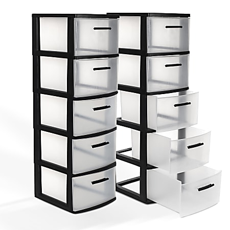 Inval Eclypse 5-Drawer Storage Cabinets, 39”H x 13”W