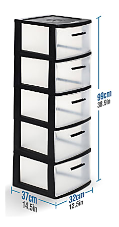 Black 5-Drawer Rolling Storage Bin