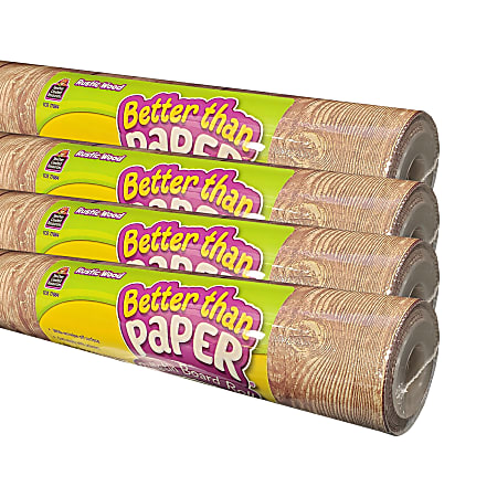 Teacher Created Resources Better Than Paper Bulletin Board Rolls, 4' x 12', Rustic Wood, Set Of 4 Rolls