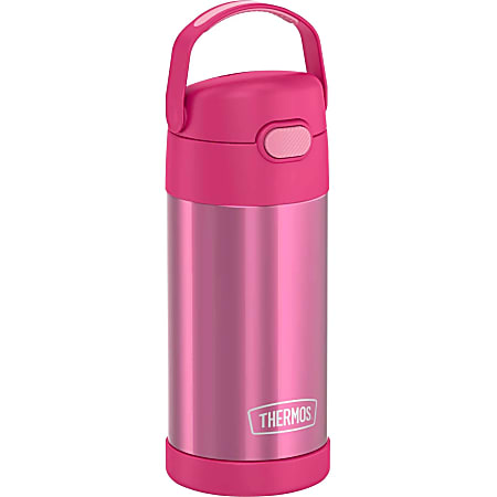 Thermos FUNtainer Water Bottle 12Oz - 12 fl oz - Pink - Stainless Steel, Silicone