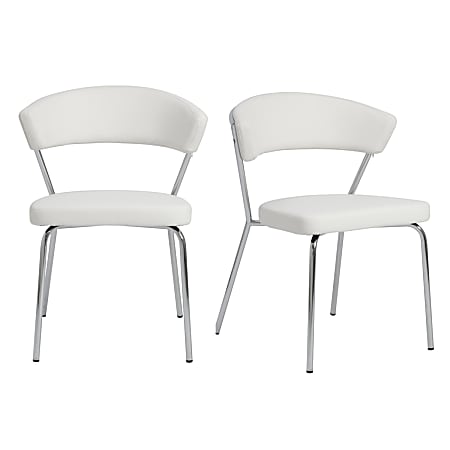 Eurostyle Draco Dining Chairs, White/Chrome, Set Of 2 Chairs