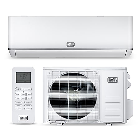 Black+Decker 9,000 BTU Smart Mini Split Air Conditioner With Heat, 7-11/16” x 32-1/4”, White