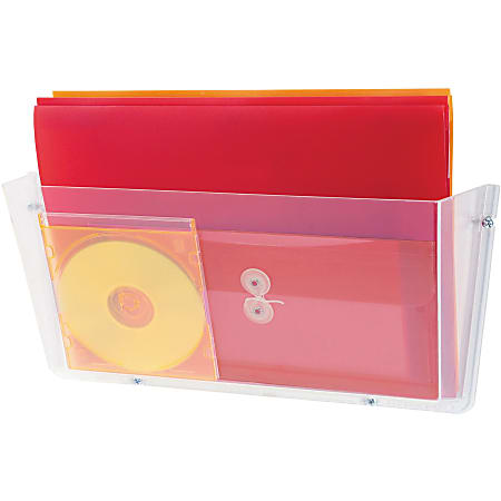 Deflecto Unbreakable Plastic Wall Pockets - 1 Compartment(s) - 6.50" Height x 17.50" Width x 3" Depth - Unbreakable - Clear - Plastic - 1 Each