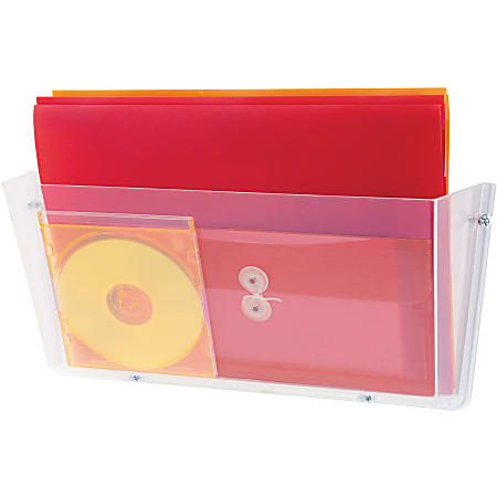 Deflecto Unbreakable Plastic Wall Pockets - 1 Compartment(s) - 6.5" Height x 17.5" Width x 3" Depth - Wall Mountable - Clear - Plastic - 1Each