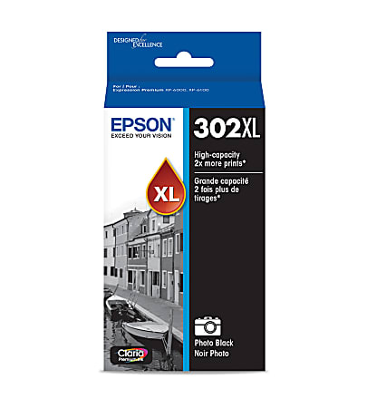Epson® 302XL Claria® Premium Photo Black High-Yield Ink Cartridge, T302XL120-S