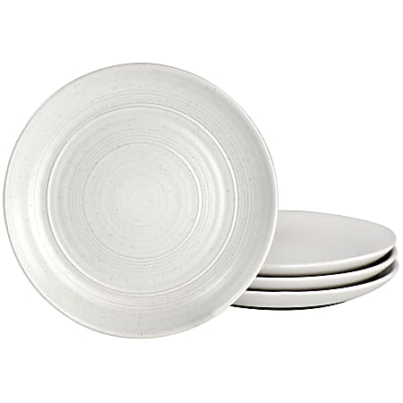 Bee and Willow Home 7” 4-Piece Round Stoneware Appetizer Plate Set, Matte White